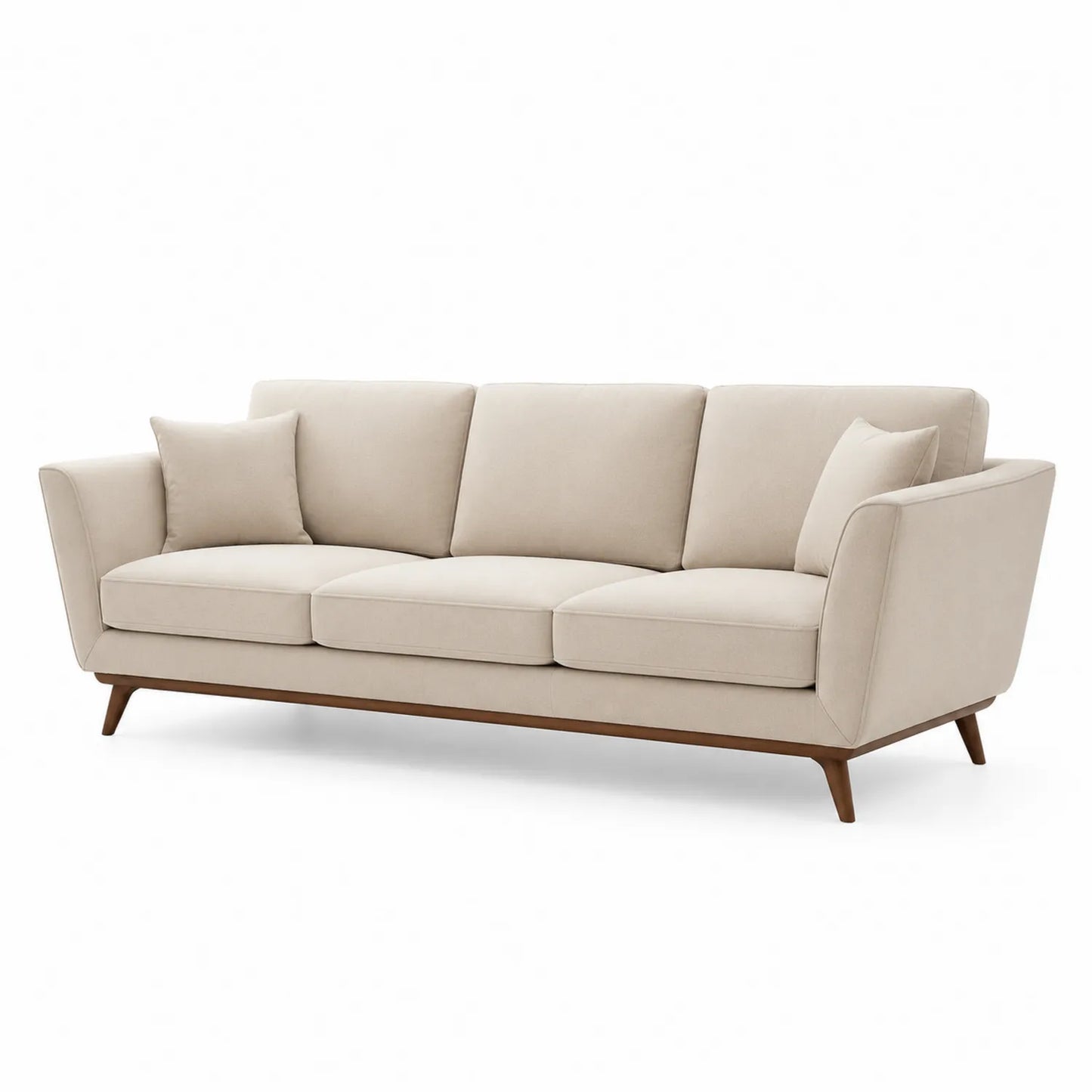 Sofa trzyosobowa 220 cm x 90 cm x 85 cm tapicerowana tkanina beżowa drewniane nogi