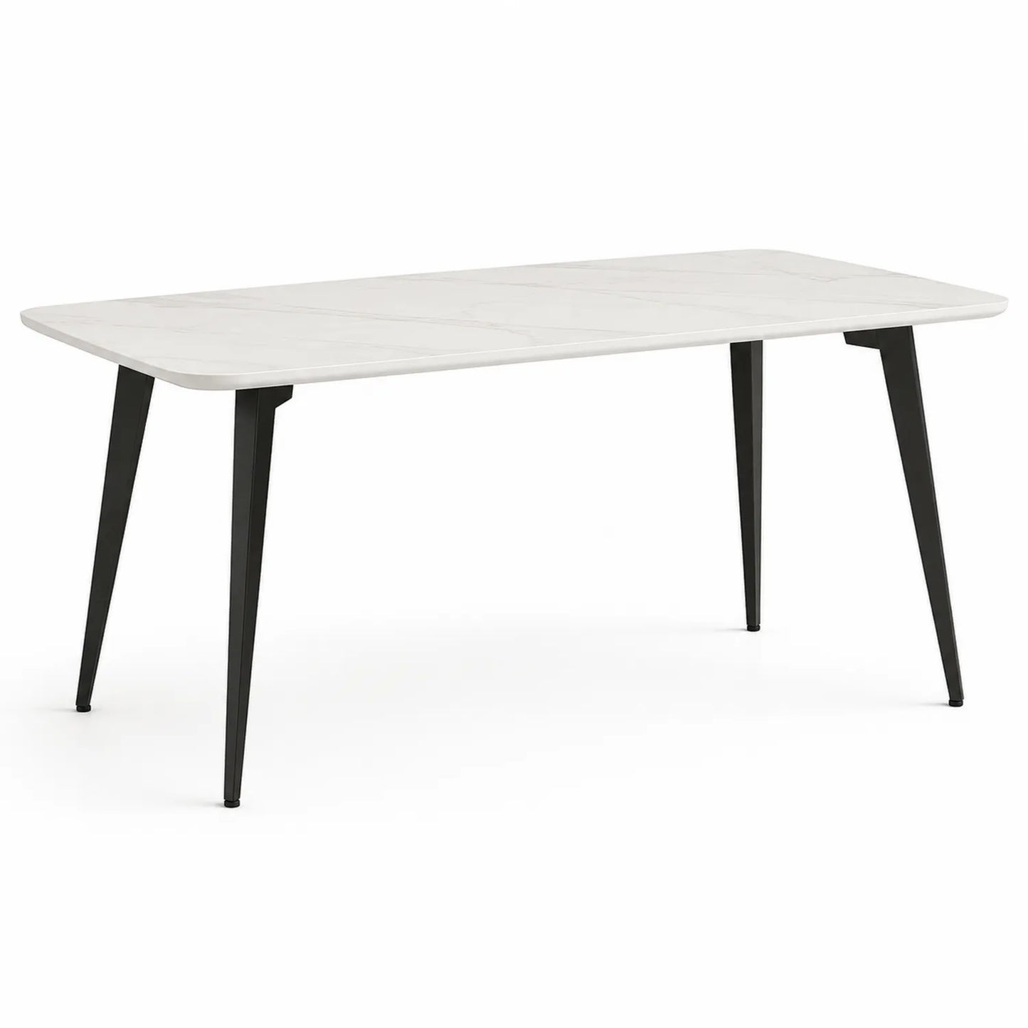 Stół jadalniany prostokątny MDF laminowany 140 x 80 x 75 cm biały czarne metalowe nogi
