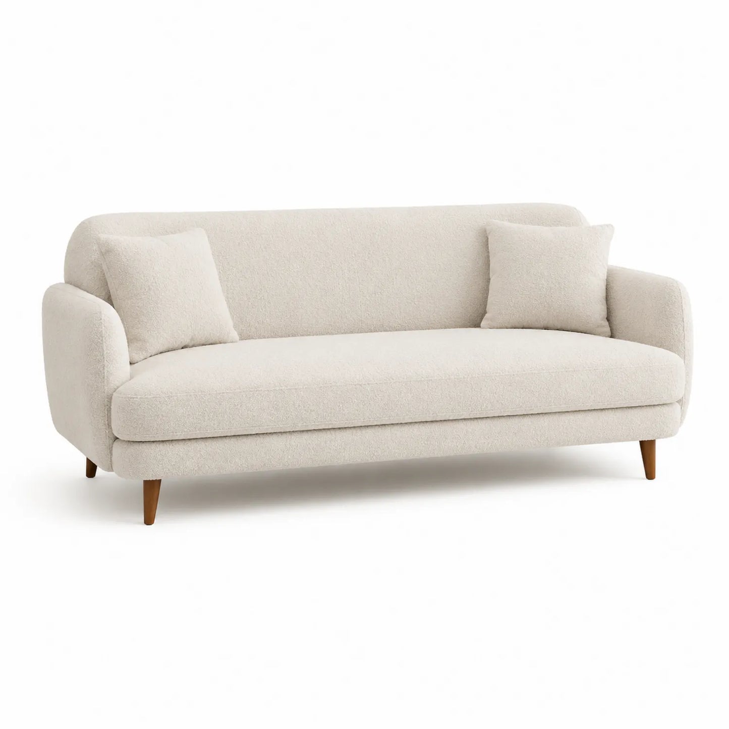 Sofa 3 osobowa 200 cm x 90 cm x 85 cm tkanina bouclé beżowa drewniane nogi