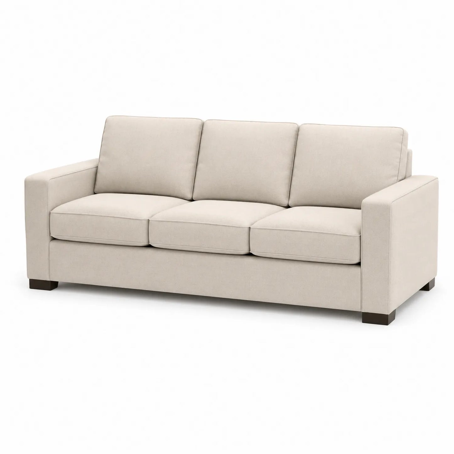 sofa trzyosobowa 210 cm x 88 cm x 82 cm tapicerowana beżowa tkanina poliester drewniane nogi