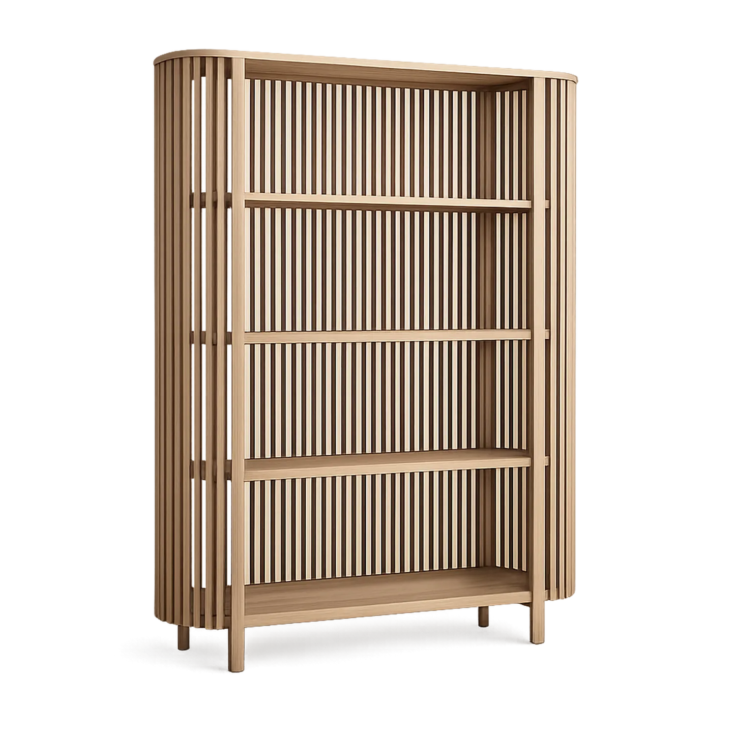 Regał biurowy otwarty 100 x 35 x 180 cm MDF drewno naturalne dąb jasny półki ażurowe zaokrąglone