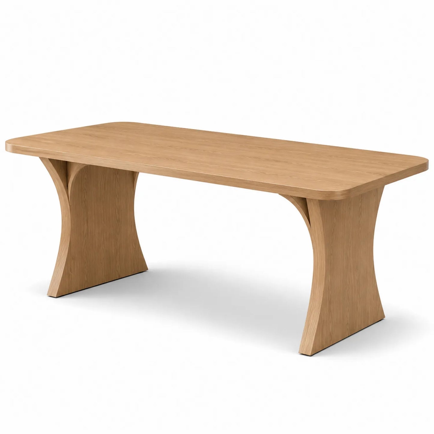 prostokątny stół jadalniany 180 cm x 90 cm x 75 cm MDF fornir dąb naturalny z bocznymi podstawami