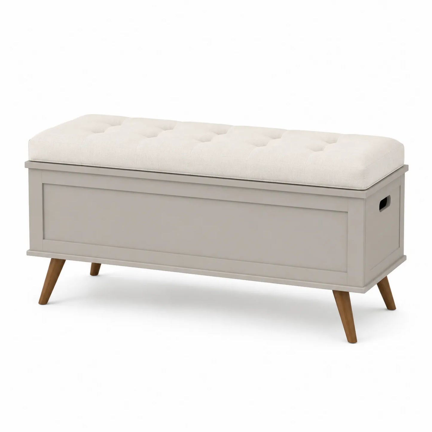 ławka do przedpokoju ze schowkiem 120 cm x 40 cm x 50 cm tapicerowana beżowa tkanina MDF drewniane nogi