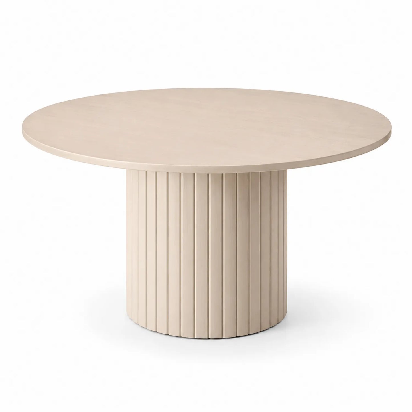Stół jadalniany okrągły 120 cm x 75 cm MDF jasny beż ryflowana cylindryczna podstawa