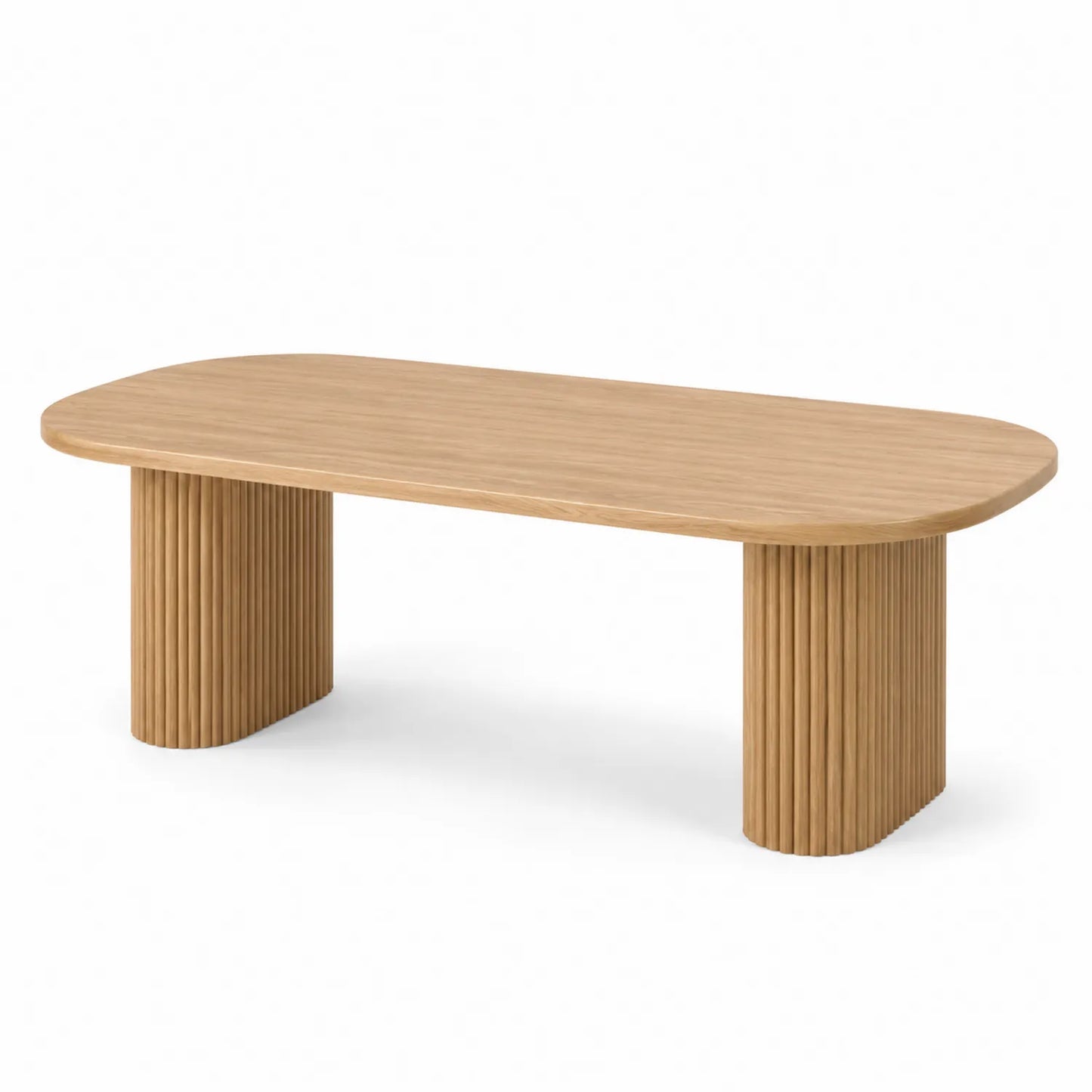 Stół jadalniany owalny 200 cm x 90 cm x 75 cm MDF fornirowany dębem blat owalny ryflowane podstawy dąb naturalny
