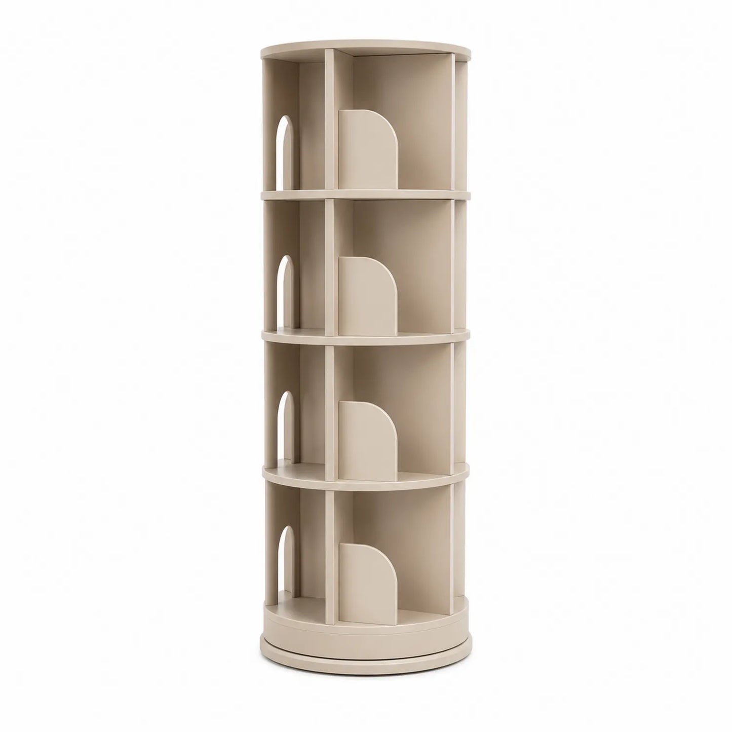 Obrotowy regał na książki 150 x 40 x 40 cm MDF beżowy cylindryczny 4 poziomy