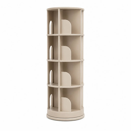 Obrotowy regał na książki 150 x 40 x 40 cm MDF beżowy cylindryczny 4 poziomy