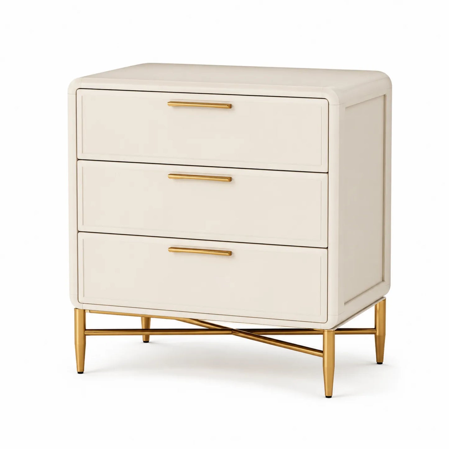 Szafka nocna 3 szuflady MDF kremowa złote uchwyty metalowe 60x40x65 cm