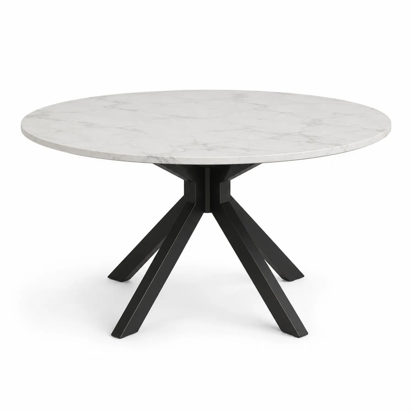 Stół jadalniany okrągły 120 cm blat marmurowy MDF podstawa metalowa czarna
