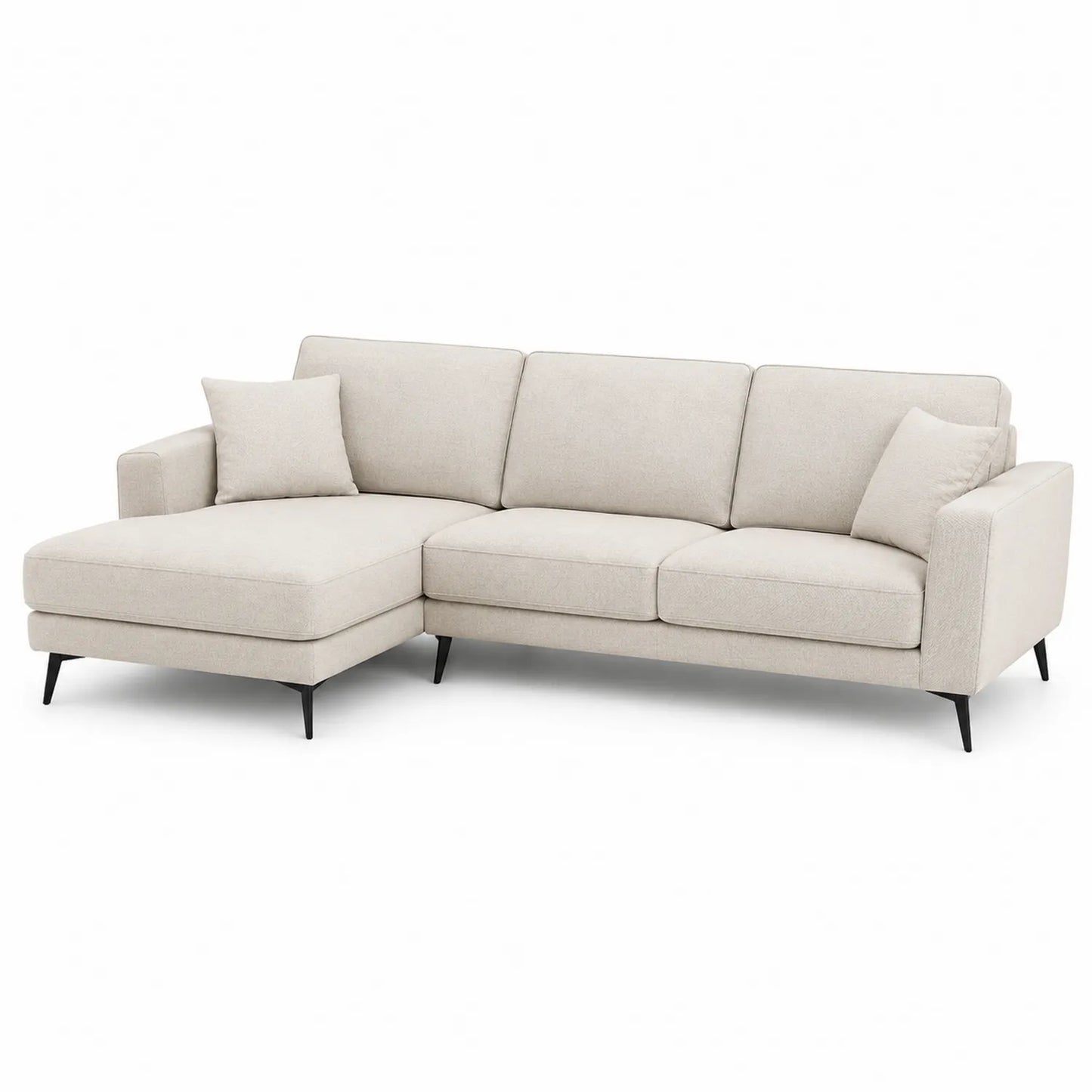 Sofa narożna L lewostronna 260 x 160 x 85 cm tkanina poliestrowa beżowa nowoczesna
