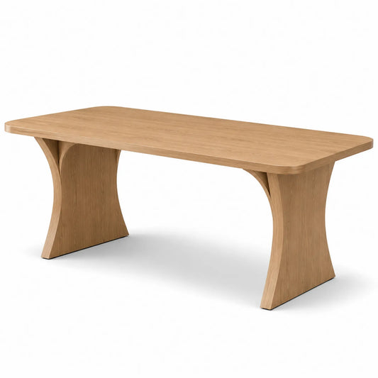 prostokątny stół jadalniany 180 cm x 90 cm x 75 cm MDF fornir dąb naturalny z bocznymi podstawami
