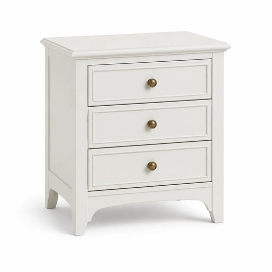 Szafka nocna 50x40x65 cm MDF kremowa z 3 szufladami złote uchwyty