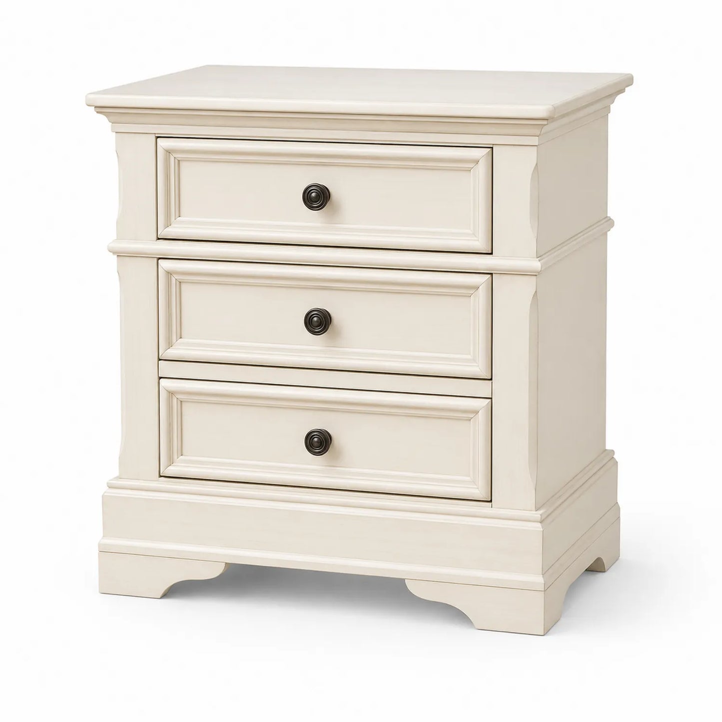 Szafka nocna 3 szuflady MDF kremowa prostokątna 60x40x60 cm