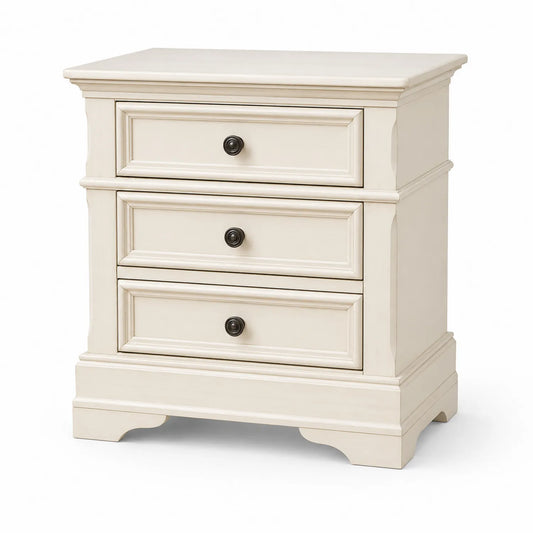 Szafka nocna 3 szuflady MDF kremowa prostokątna 60x40x60 cm