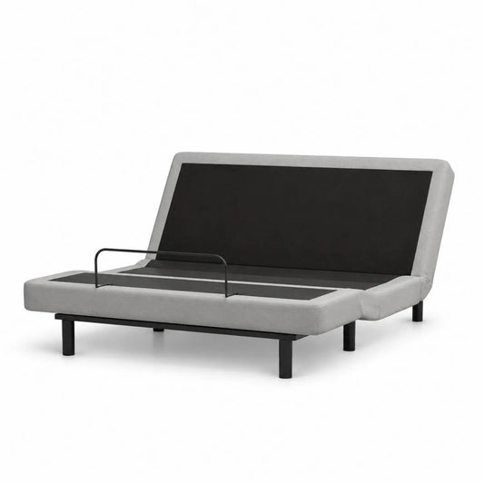 Łóżko regulowane 160x200 cm metalowa rama materac piankowy szary czarny