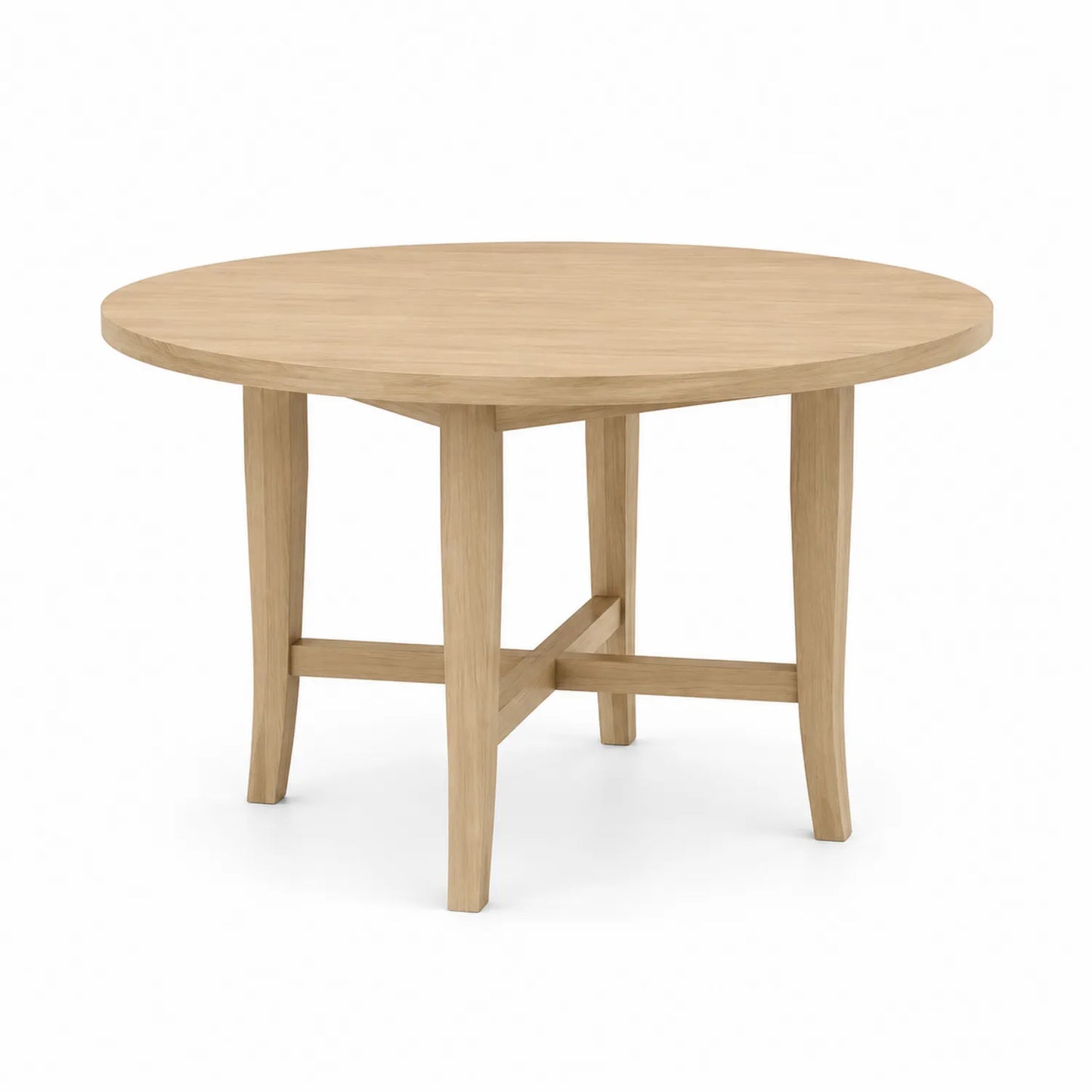 Stół jadalniany okrągły 120 cm MDF fornir dąb naturalny drewniane nogi krzyżowe