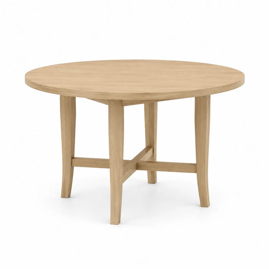 Stół jadalniany okrągły 120 cm MDF fornir dąb naturalny drewniane nogi krzyżowe