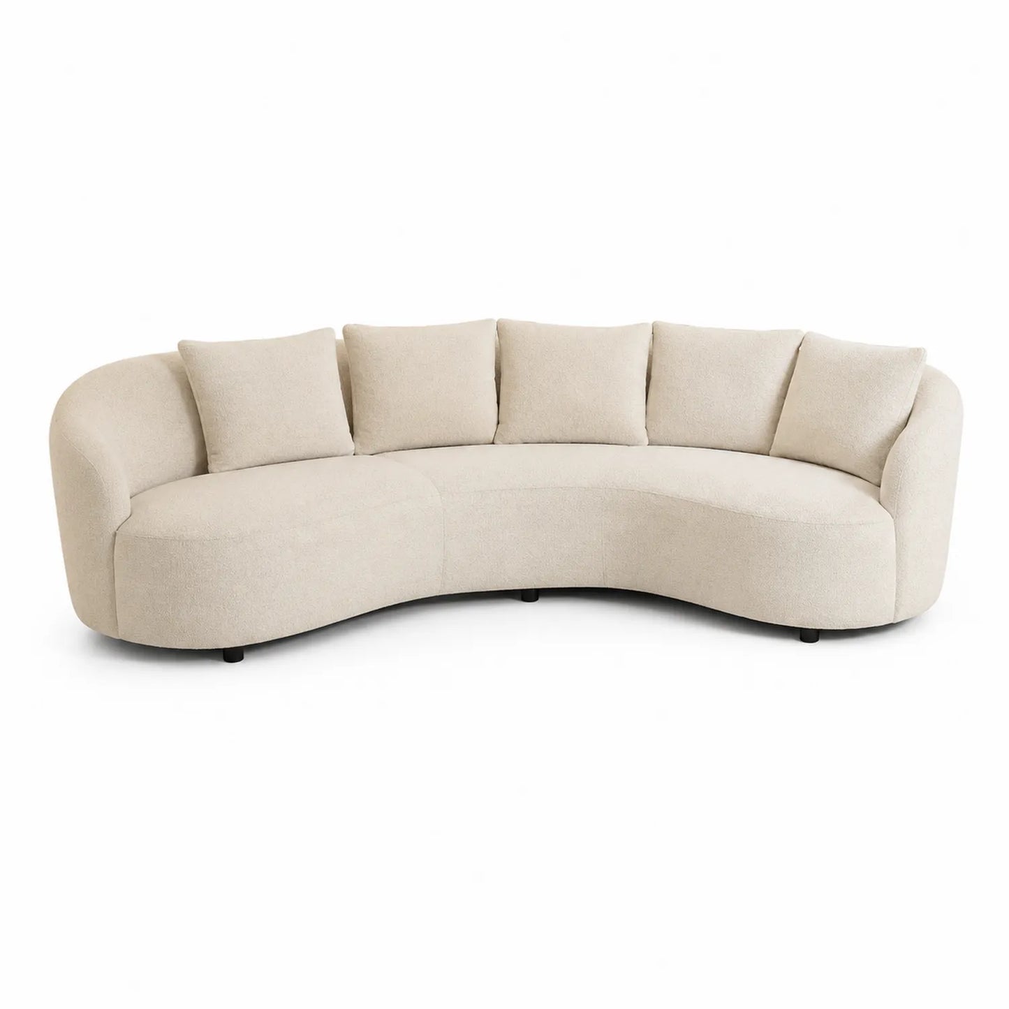 Sofa półokrągła 300 cm x 115 cm x 78 cm tkanina bouclé poliester kremowa czarne nogi kształt półokrągły