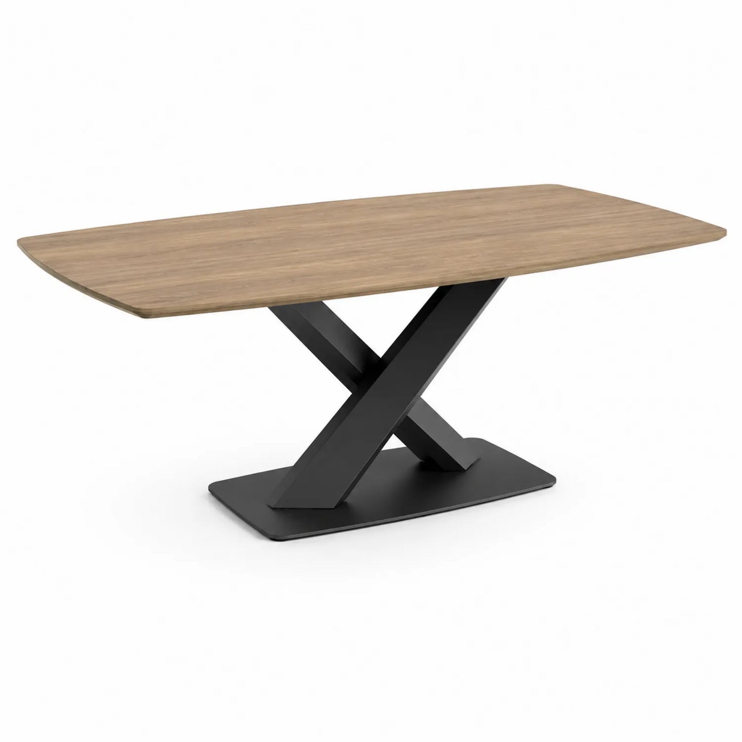 Stół jadalniany prostokątny 160 cm x 90 cm x 75 cm MDF fornir dębowy stalowa podstawa X naturalny dąb czarny