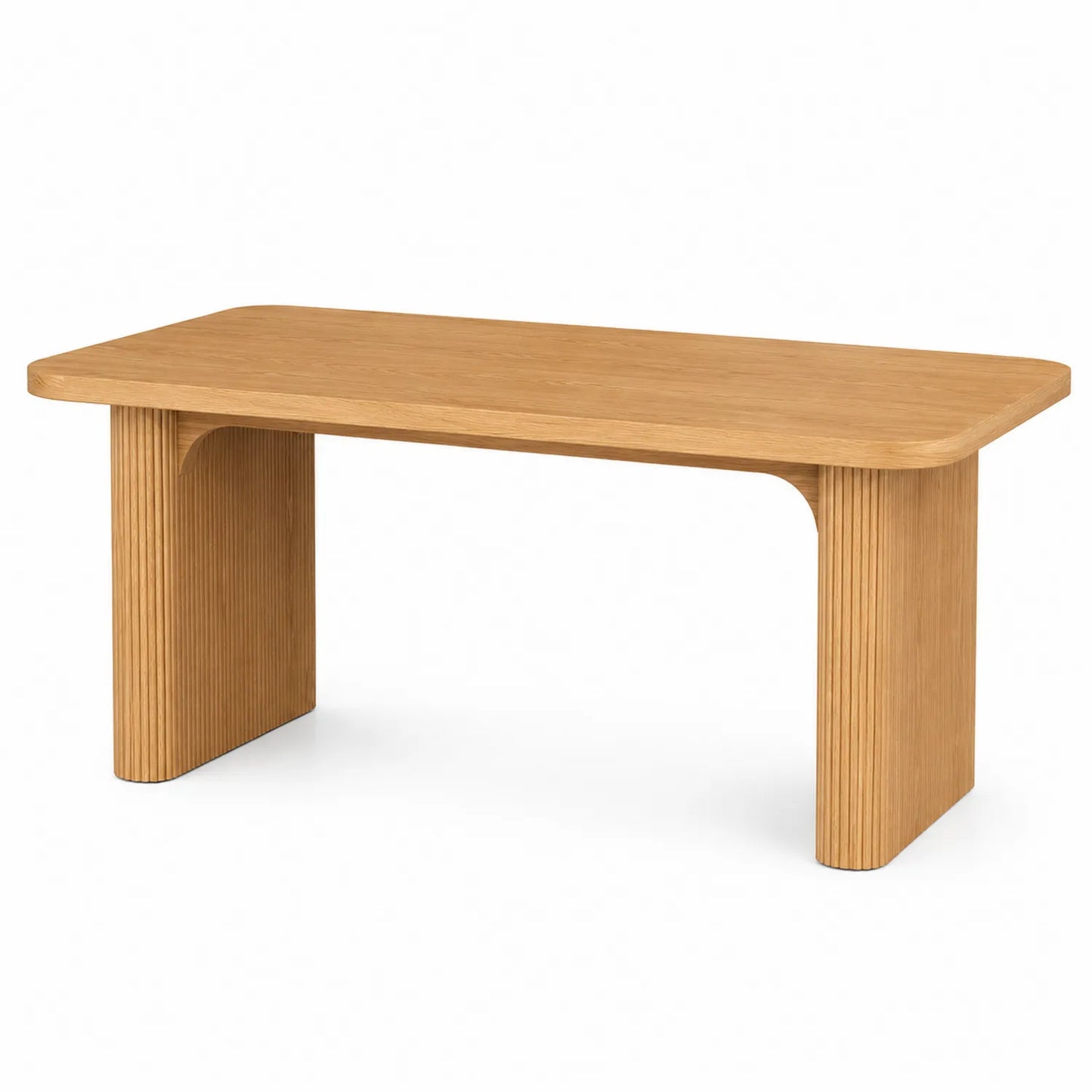 prostokątny stół jadalniany 160 cm x 80 cm x 75 cm MDF fornir dąb naturalny ryflowane drewniane nogi