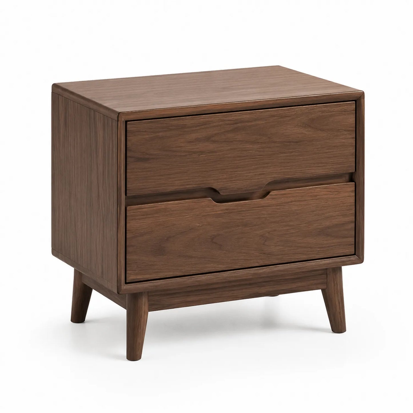 Szafka nocna 50 x 40 x 55 cm MDF fornir orzechowy brązowa z 2 szufladami drewniane nogi