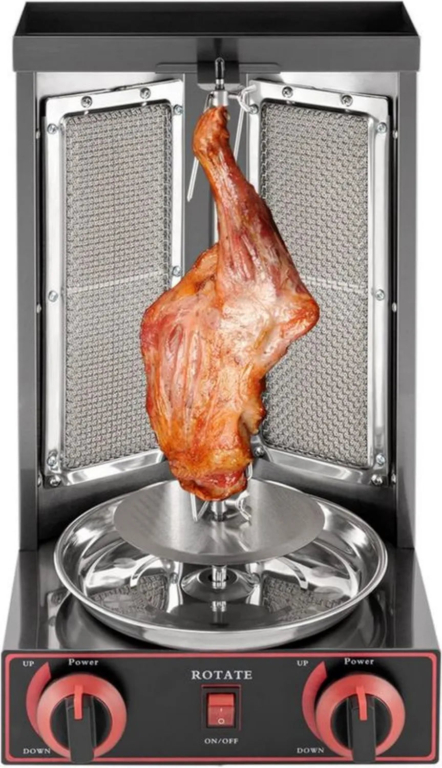 Elektryczny grill do kebabów 3000 W ze stali nierdzewnej, regulacja temperatury, idealny do domu (czarny)