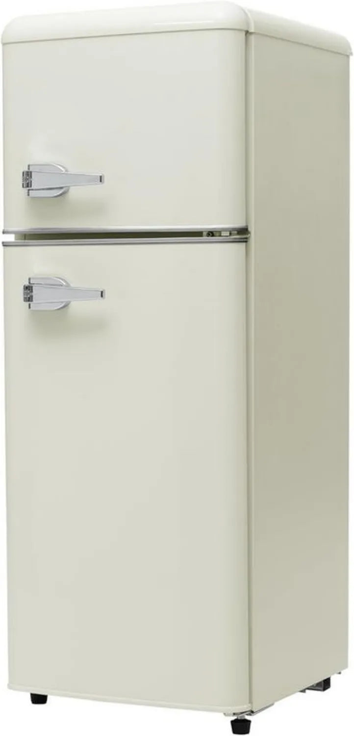 Retro lodówka z zamrażarką, 105,5 cm wysokości, 41 cm szerokości, 92 l, klasa energetyczna A+, LED, antyczny biały