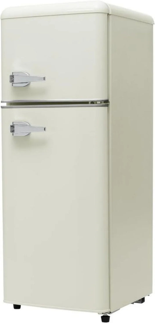Retro lodówka z zamrażarką, 105,5 cm wysokości, 41 cm szerokości, 92 l, klasa energetyczna A+, LED, antyczny biały