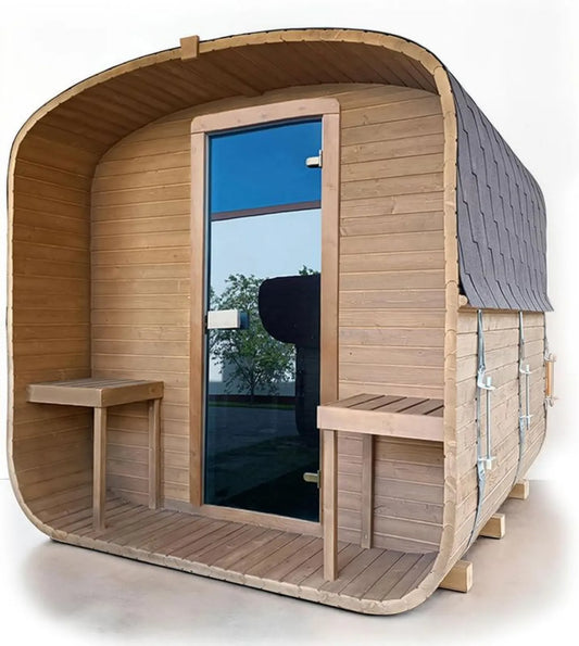 Sauna Ogrodowa QUADRO 2.4m, 5-osobowa, Świerk Skandynawski, Sauna Zewnętrzna