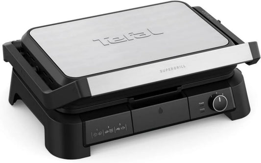 TEFAL GC520D SuperGrill 3w1 z funkcją BBQ, piec z 3 wysokościami, 800 cm² powierzchni, regulowany termostat i powłoka antyprzywieralna