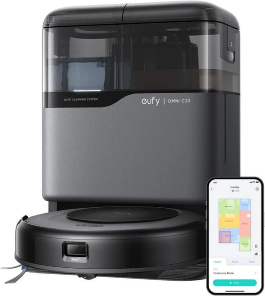 Robot sprzątający eufy Omni C20 z automatycznym opróżnianiem i myciem mopa, siła ssania 7000 Pa, ultra-cienki 8,5 cm
