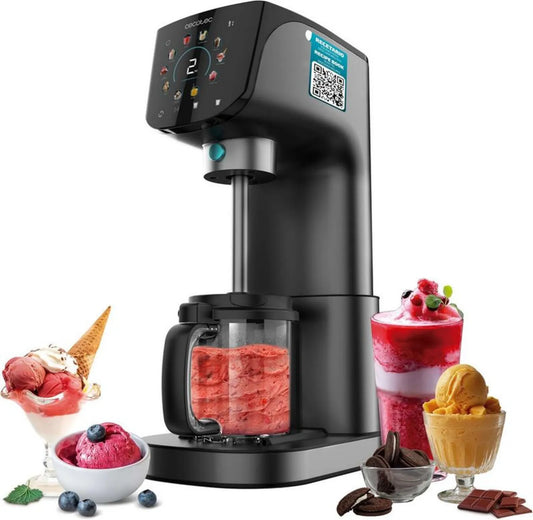 Maszyna do lodów Cecotec Gelatec 2100, 500W, 11 programów, technologia Creamon, ekran dotykowy, 3 pojemniki, 2,1L