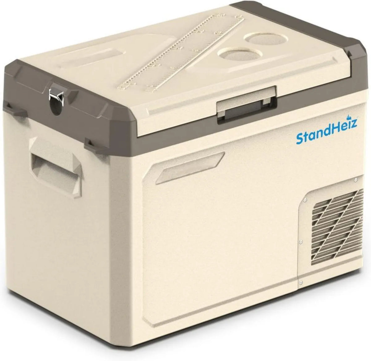 Przenośna Lodówka Kompresorowa 40L z Aplikacją, Tryb ECO, 12V/24V/230V do Samochodu i Domu, Zamrażanie do -20°C, Beżowo-Brązowy