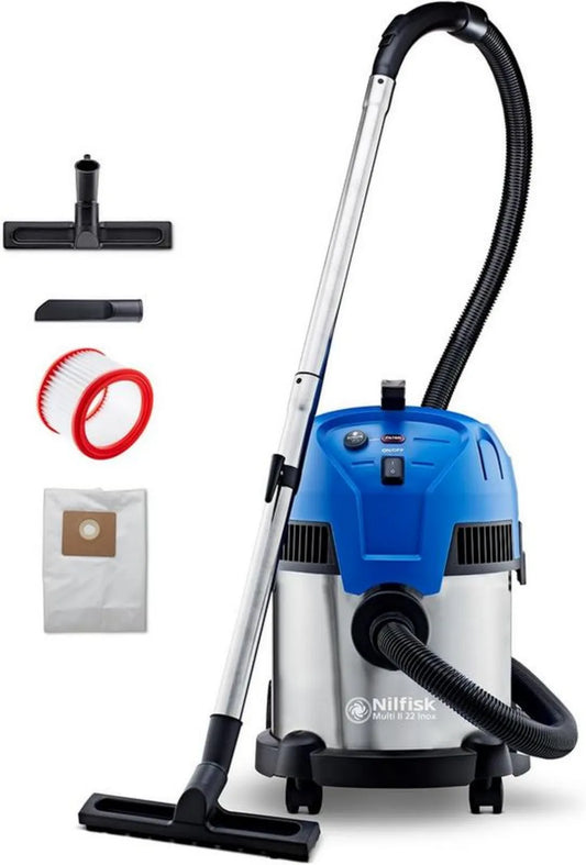 Nilfisk Multi II 22L Inox - wszechstronny odkurzacz 1400W do domu i ogrodu