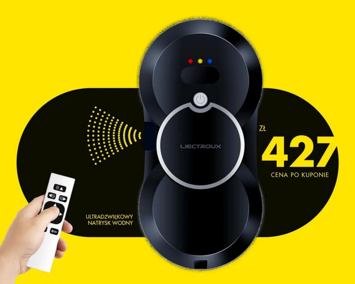 Automatyczny robot LIECTROUX HCR10 do mycia okien z inteligentną nawigacją i zdalnym sterowaniem, czarny