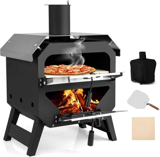 Przenośny piec do pizzy ze stali nierdzewnej z kamieniem i łopatką
