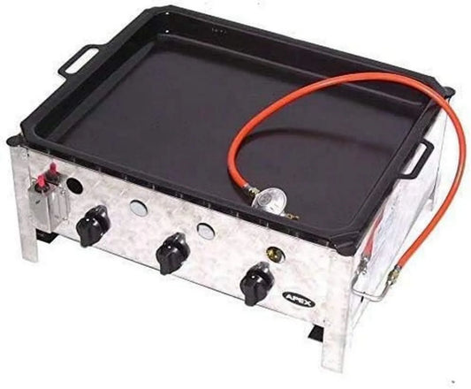 Profesjonalny grill gazowy D&L 5510 z zestawem narzędzi i patelnią, 4-palnikowy, 10 kW, na kółkach