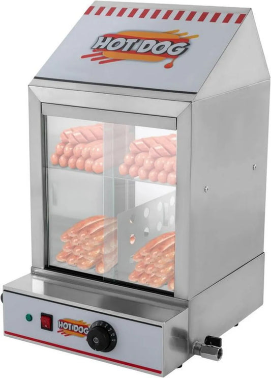 Profesjonalny Parowar do Hot Dogów 40L, 1200W, Stal Nierdzewna z Regulacją Temperatury i Hartowanym Szkłem