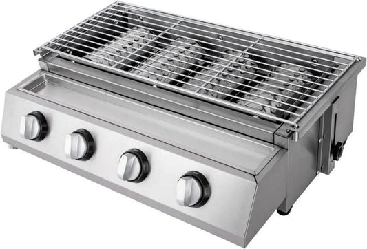 Stalowy grill gazowy z 4 palnikami do grilla na piknik